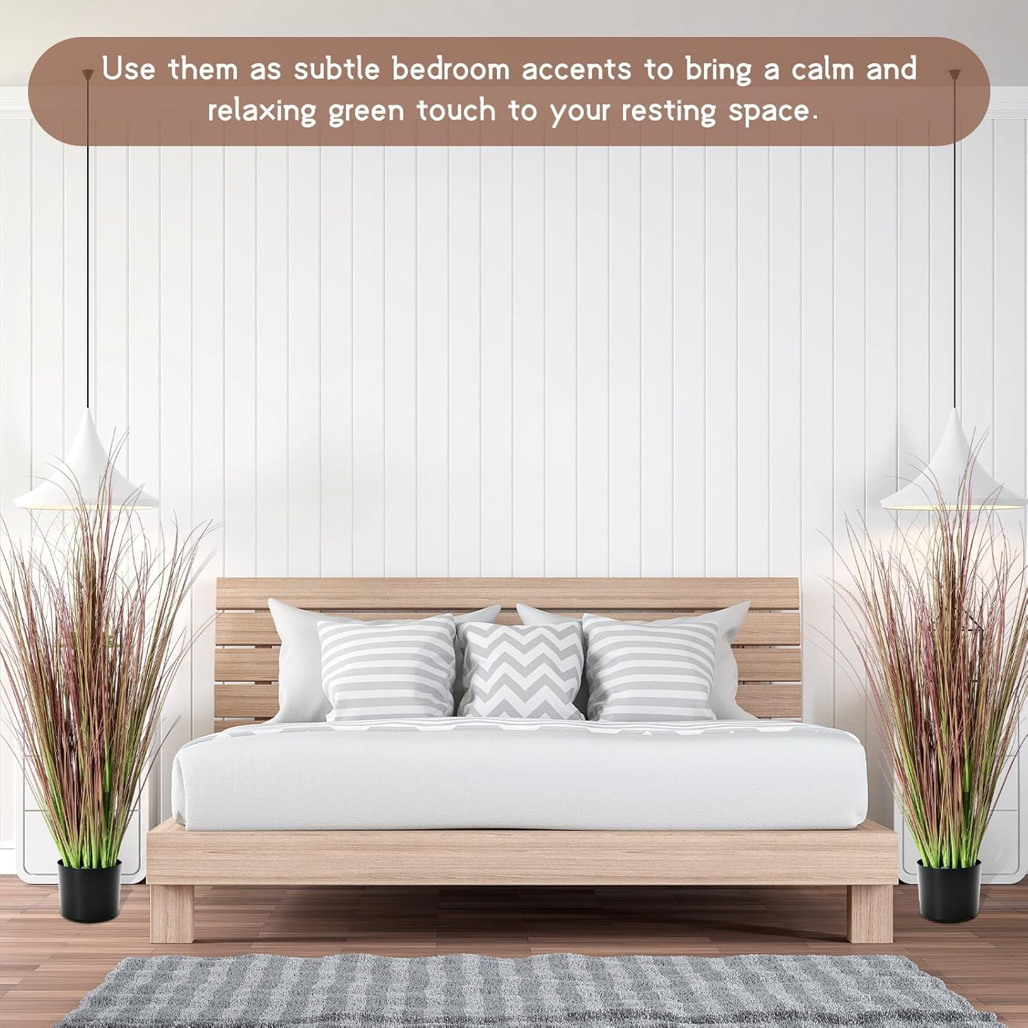 Tall Artificial Pampas Grass in Pot – 2 Pieces for Indoor/Outdoor Decor