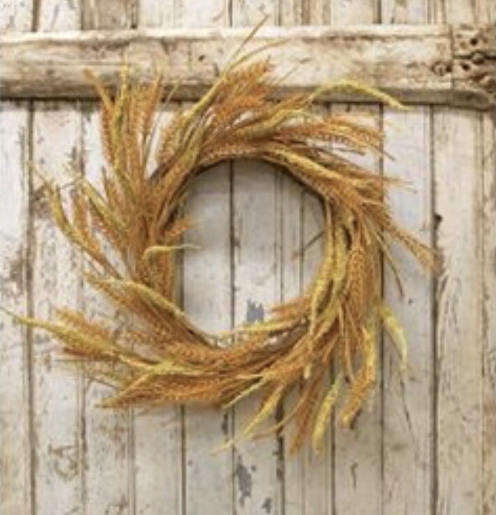 Wheat And Dried Grass Wreath Primitive Country Farmhouse