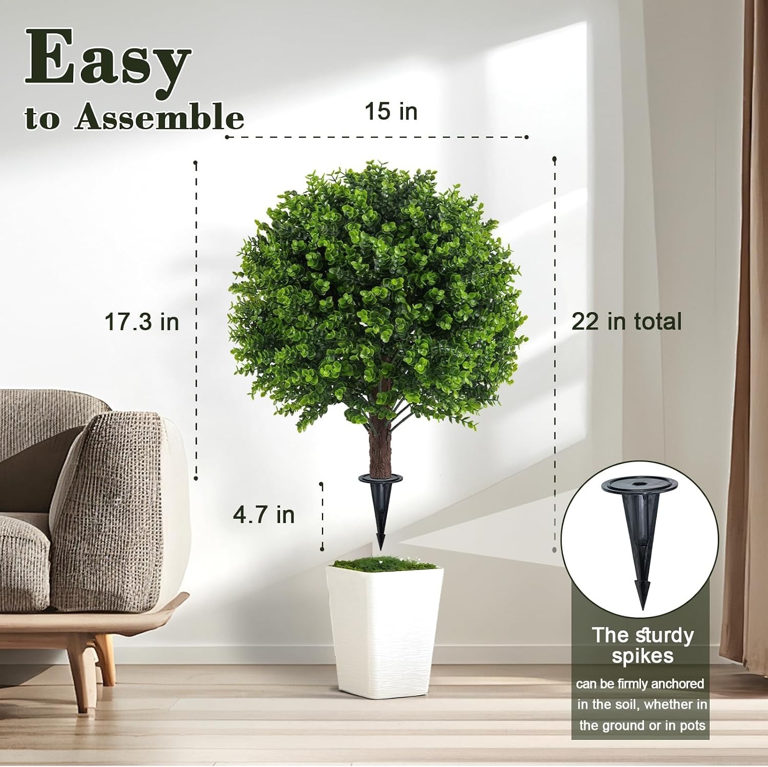 2 Pack UV Resistant Artificial Eucalyptus Boxwood Plants Outdoor | Ultra Real…