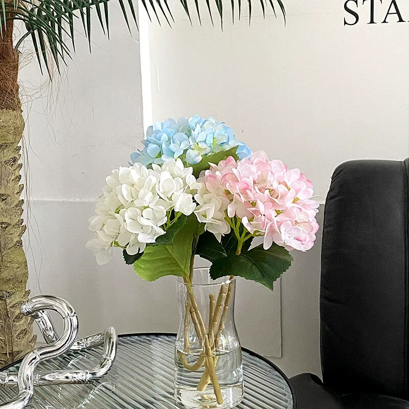 5 Pcs Artificial Silk Hydrangea Flowers 18” Bouquet Arrangement