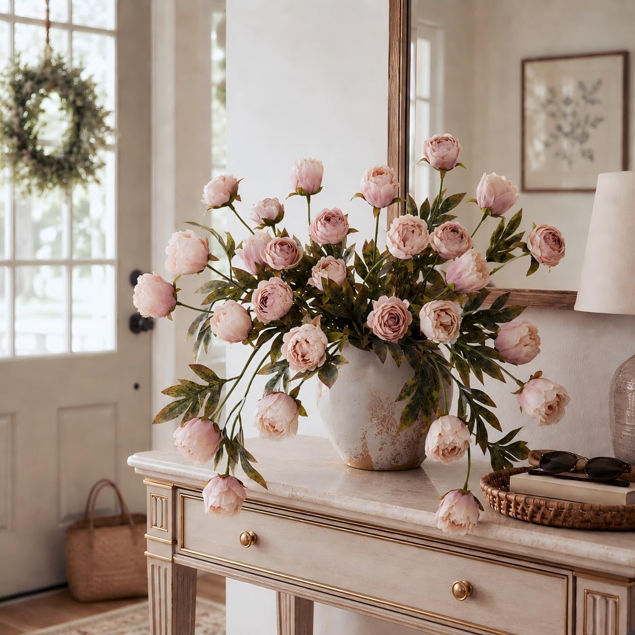 8 PCS 18″ Real Touch Faux Peony Stems for Wedding Decor & Floral Arrangements