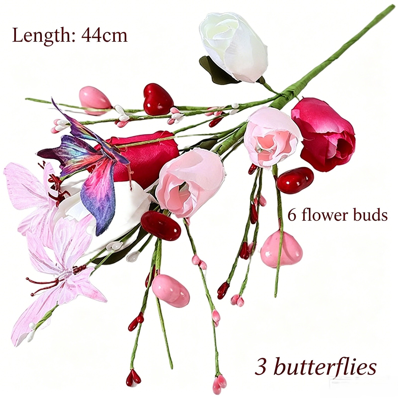 Silk Butterfly Bouquet Pink White Decor Delicate Silk Petals Sturdy Wire Stems