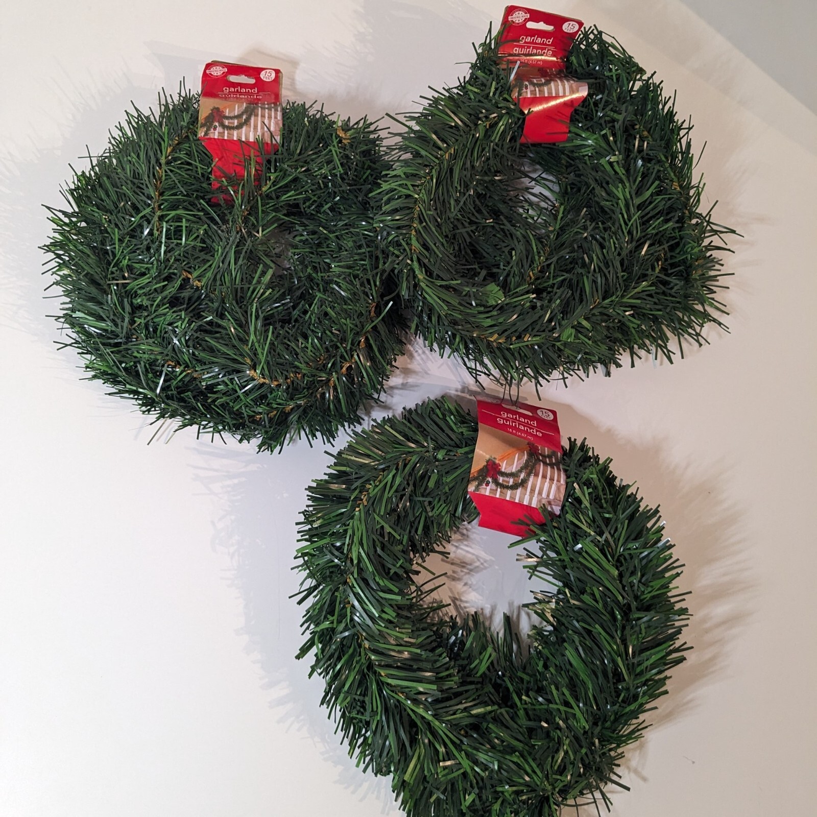Garland Green Christmas Tree, Holiday Set of 5, 4 New in Package, 1 Loose Piece