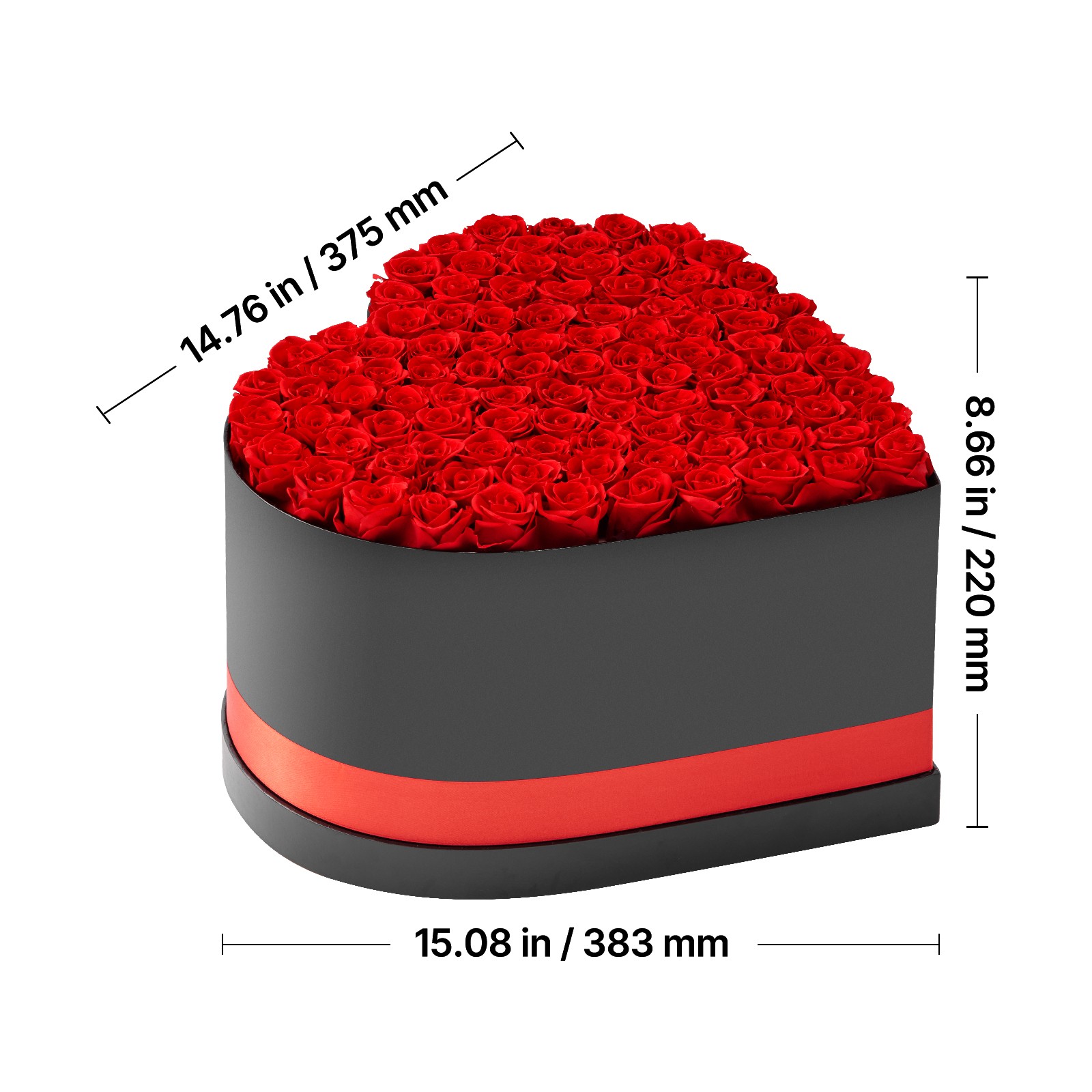 Uimoso Heart-Shaped Box with 100 Preserved Roses – Eternal Red Bouquet