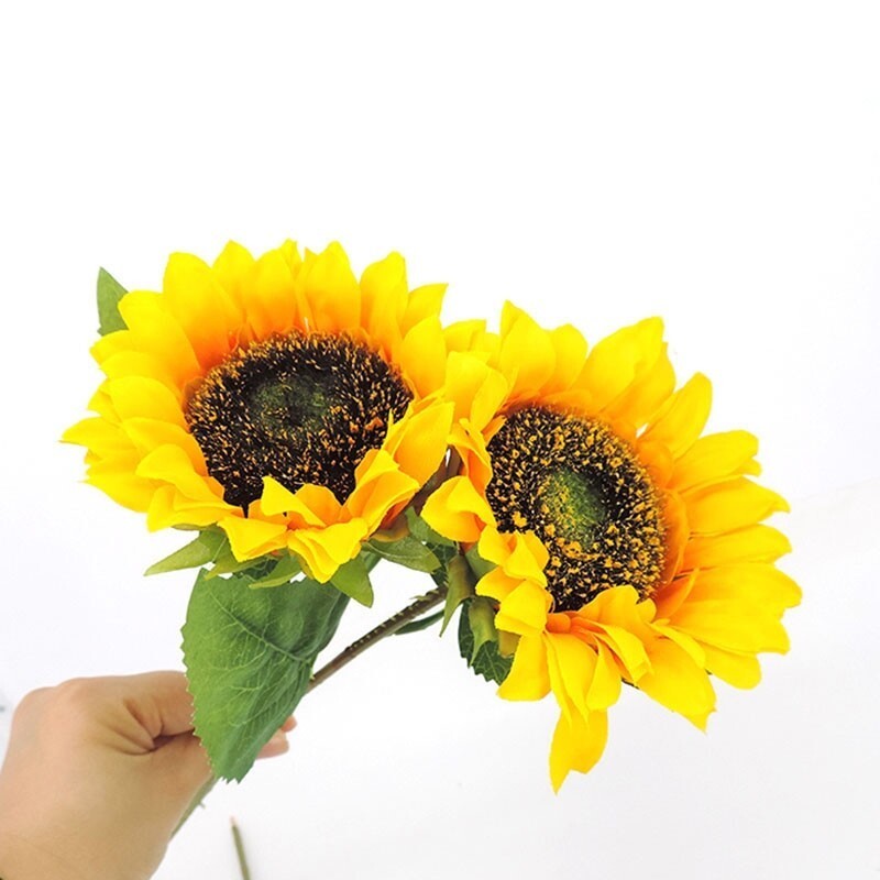 Yellow Artificial Flowers Silk plastic Sunflowers fake flower Family Room Vases