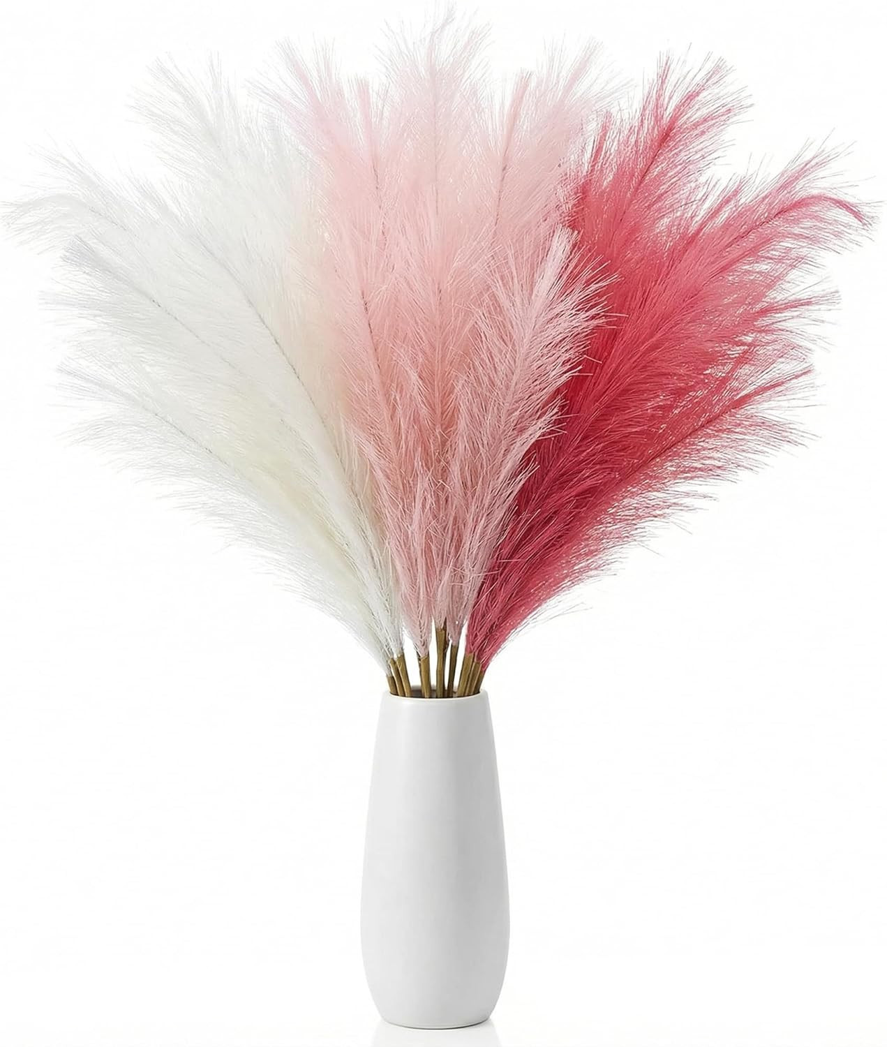 Pampas Grass Decor 30Pcs 21.7 Inch, Faux Pampas Grass (White/Pink/Rose Red), Art