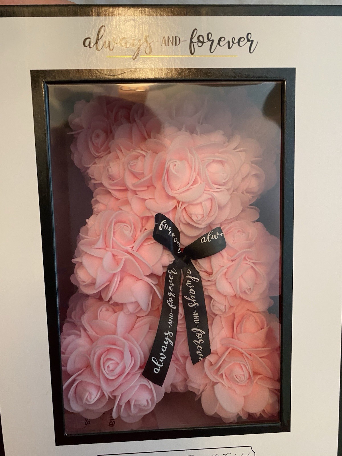 Lot Of 2 ALWAYS And FOREVER Puppy + Pink Bear Roses Flowers Romantic Gift