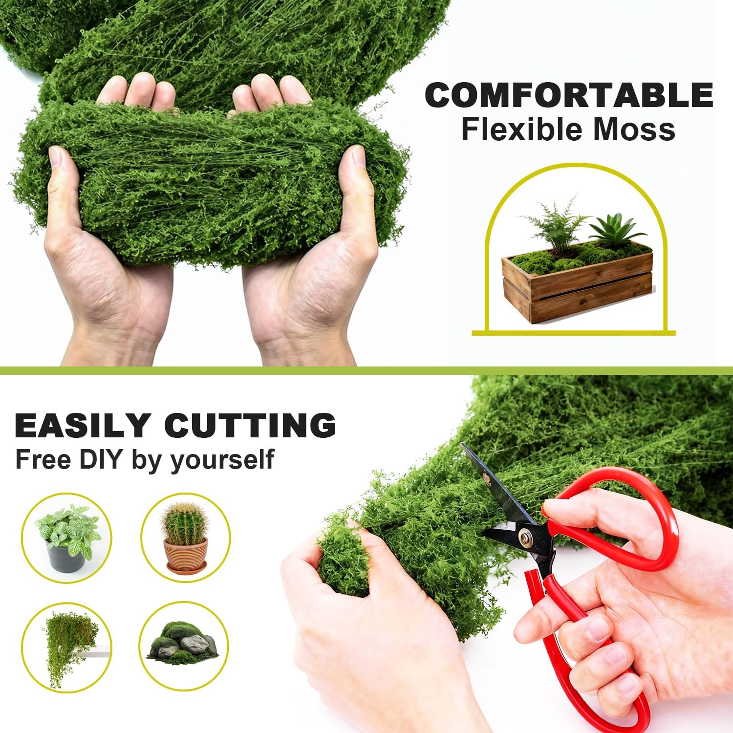 1200 Grams Fake Green Moss for Crafts, Decorative Artificial Faux Moss for Pl…