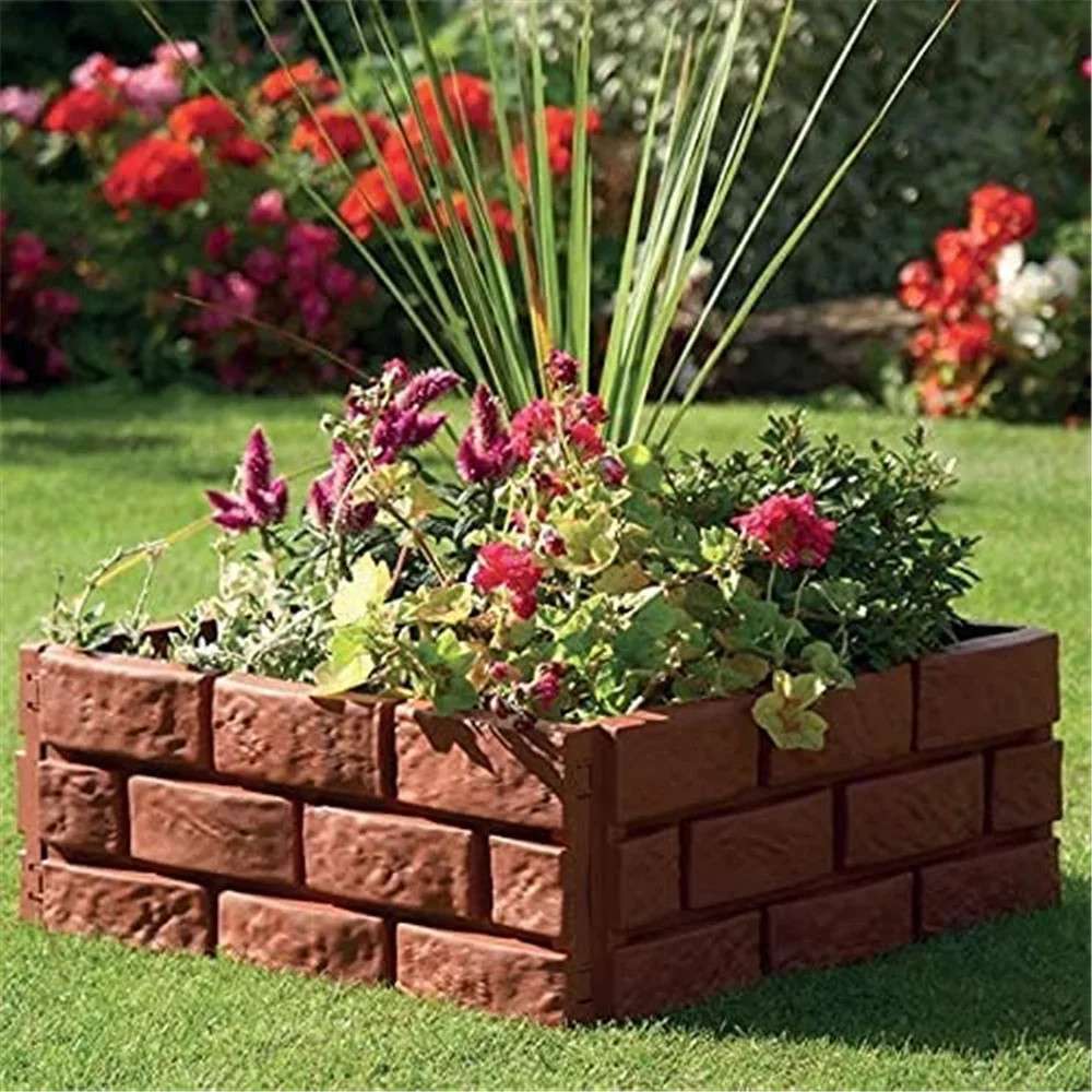 Garden Edge Fence 1/4pcs Imitation Stone Brick Lawn Plants Flowers and Support
