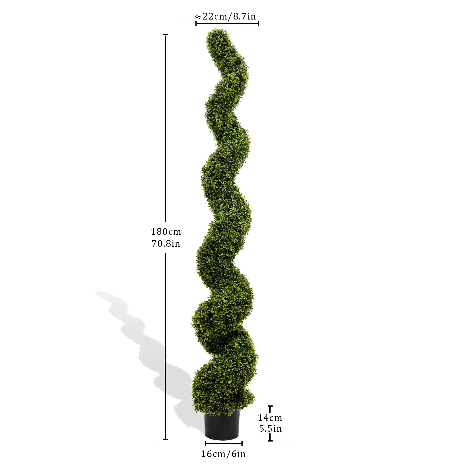 2Pcs 6FT Spiral Topiary Trees Artificial Outdoor Faux Boxwood Plants Potted Tree
