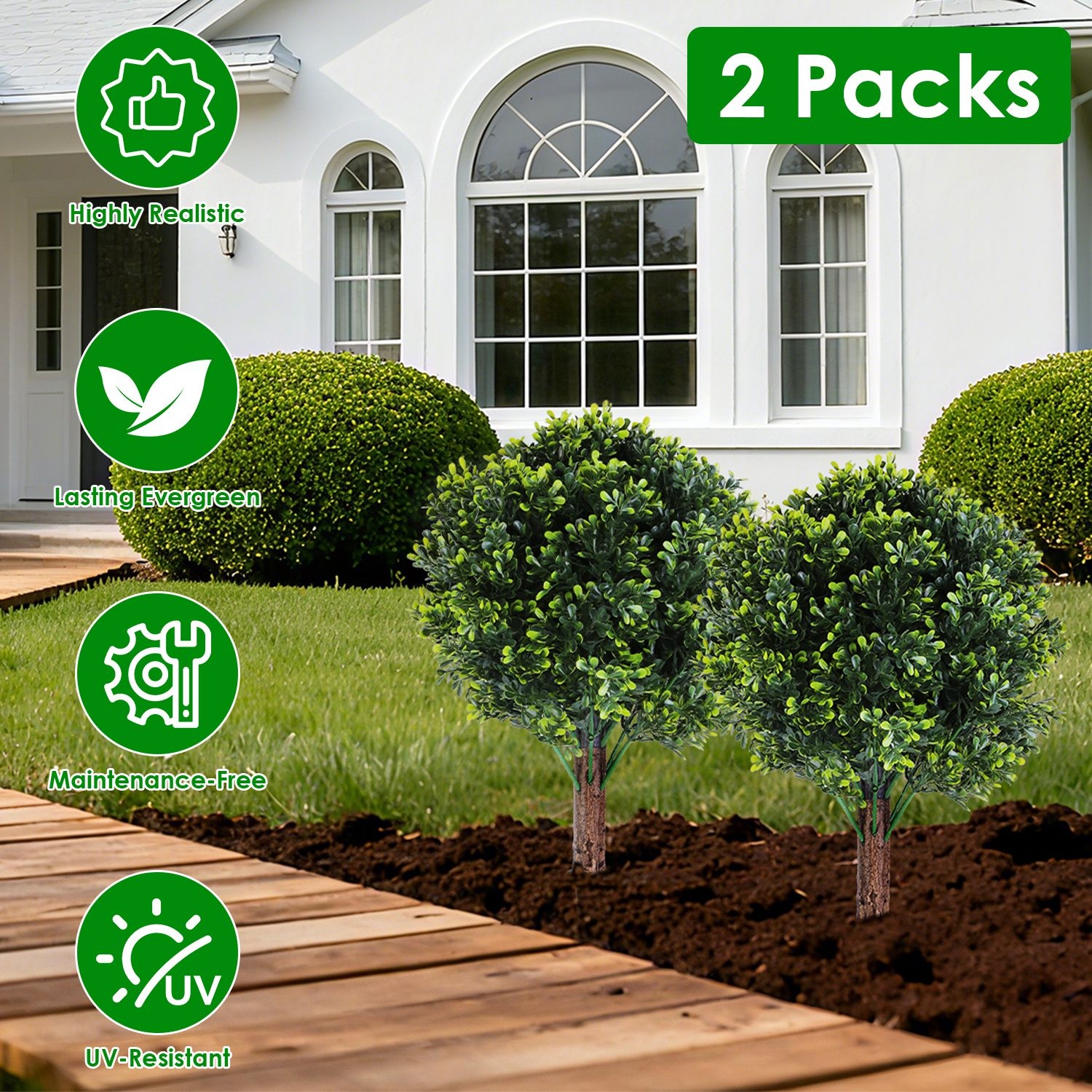 2Pack Artificial Lavender Topiary Ball Trees / Peanut Tree UV Resistant Shrubs