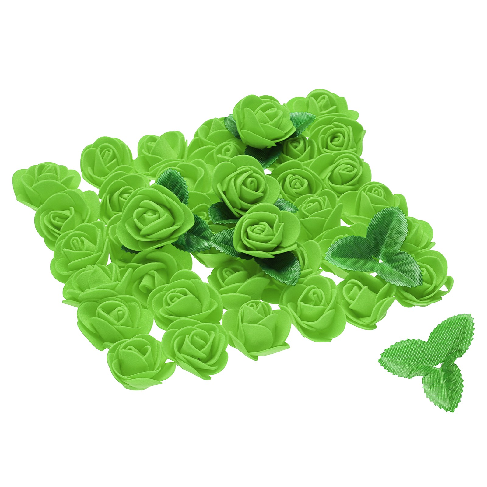 250pcs Foam Rose Heads 1.4 Inch with 10pcs Leaves for DIY Crafts , Green