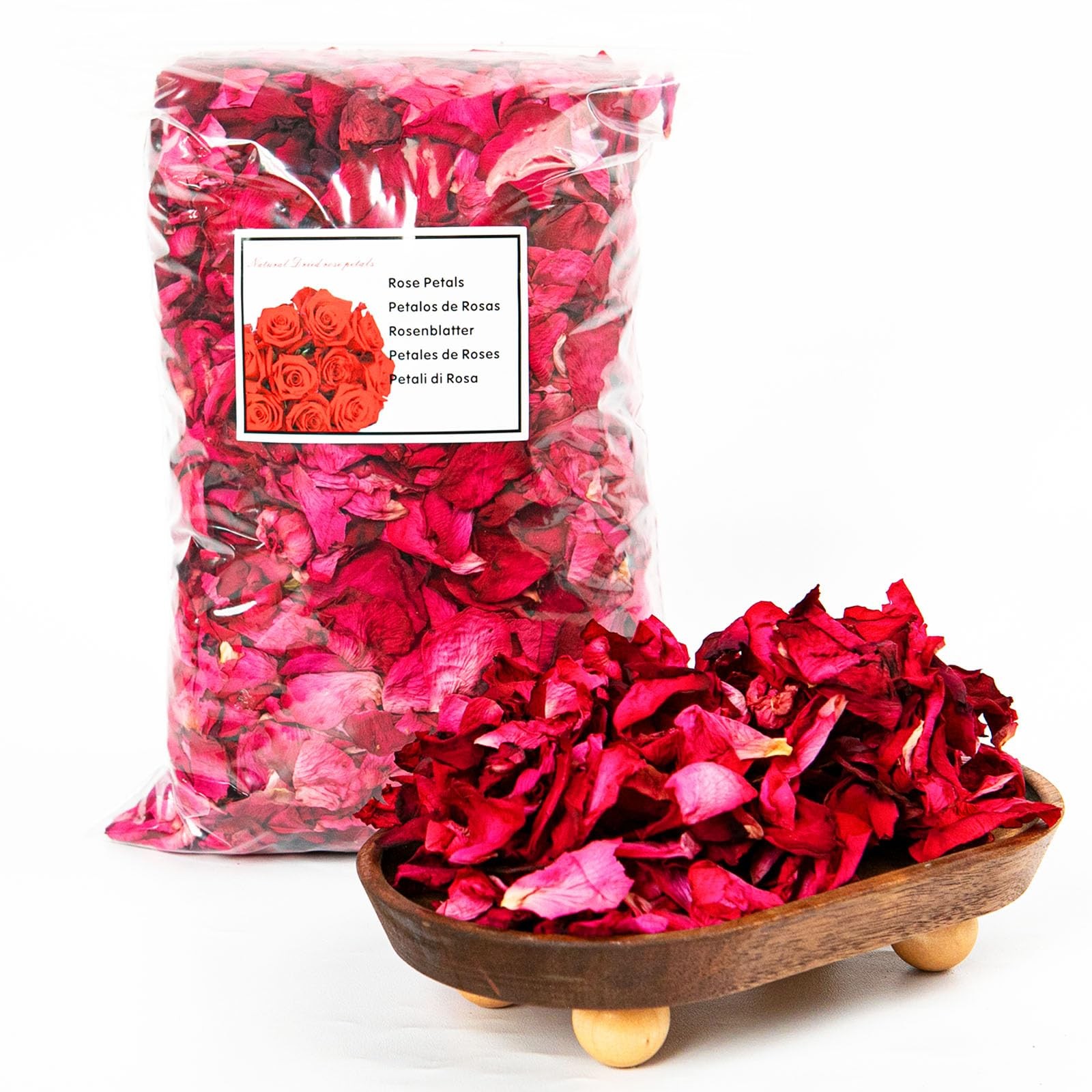 7.1 oz 200g Dried Rose Petals Bulk For Wedding Bath Confetti 40 Cups Red