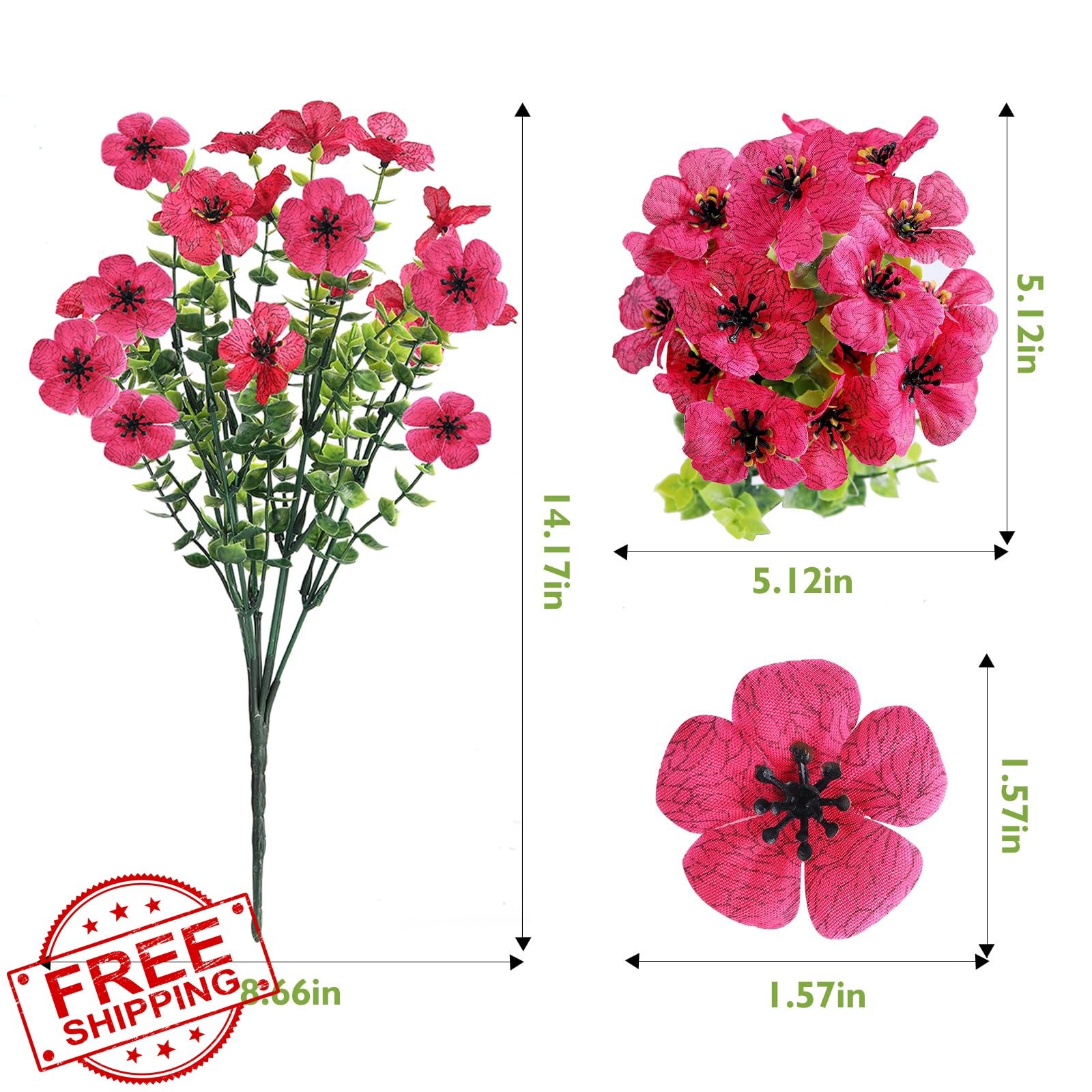 WYOK 14 Bundles Artificial Flowers UV Resistant Mixed Colors Outdoor