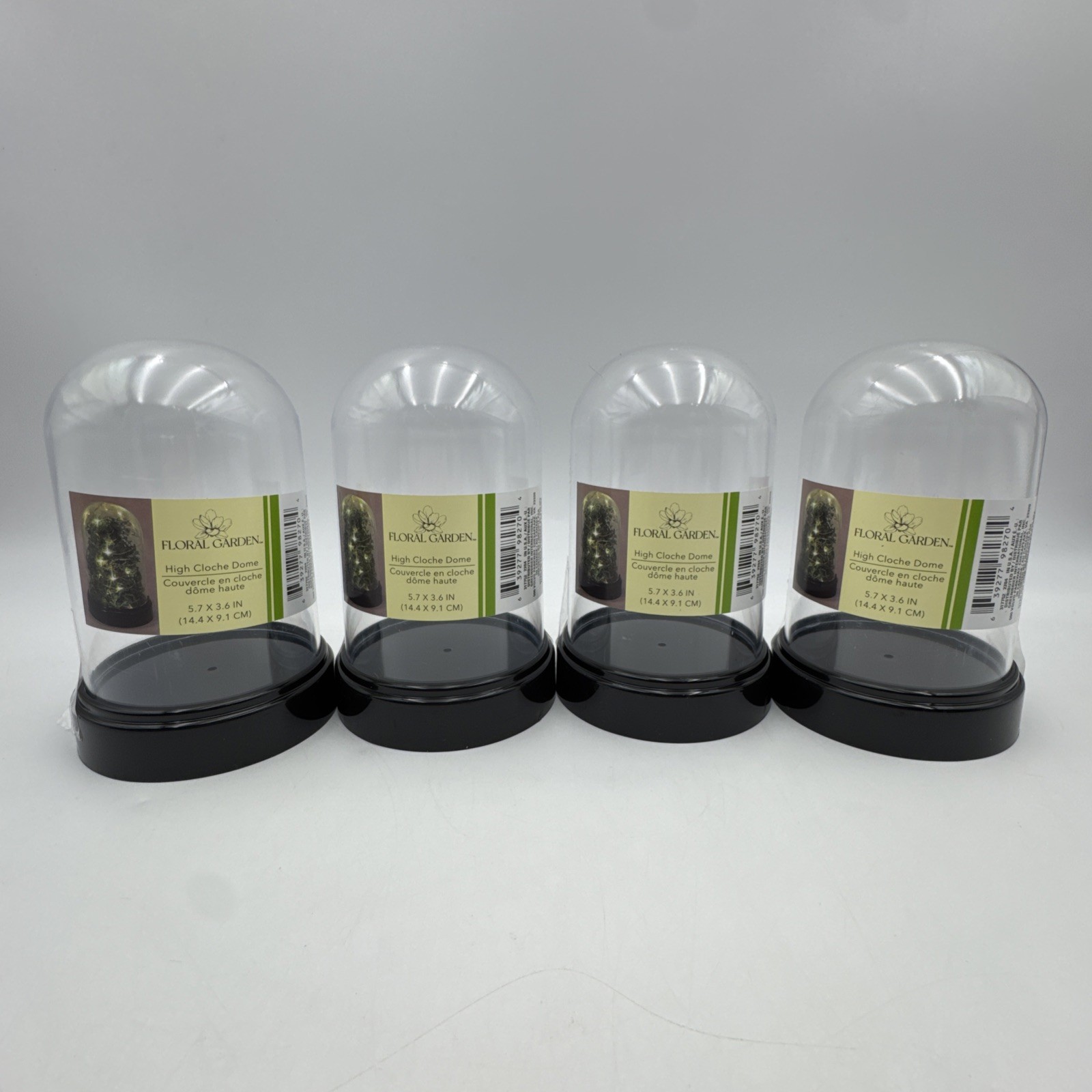 4 Lot Floral Garden High Cloche Dome Acrylic Display Case Home Decor 5.7×3.6