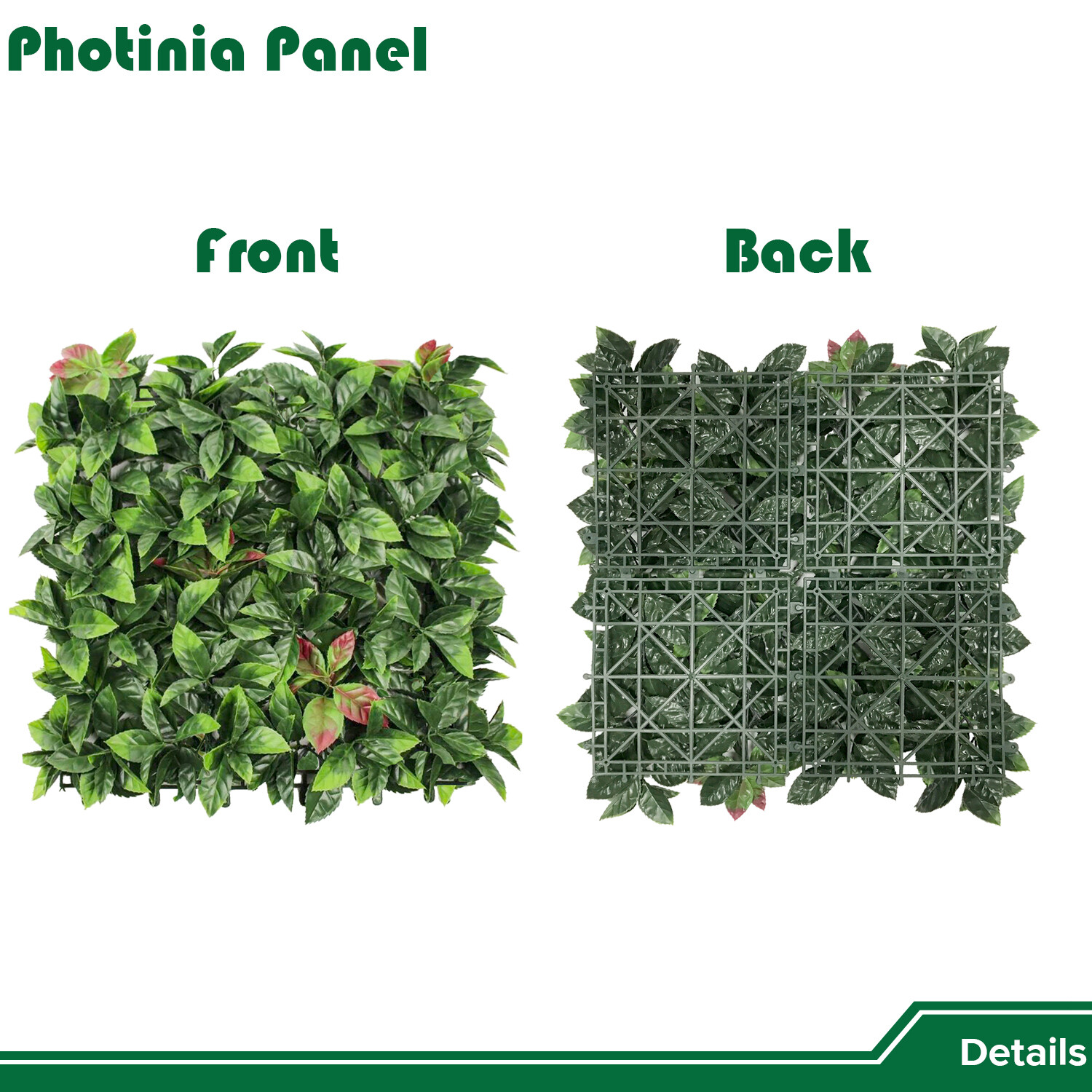20″ Artificial Faux Photinia Leaf Mats Greenery Home Festival Wall Decor Panel