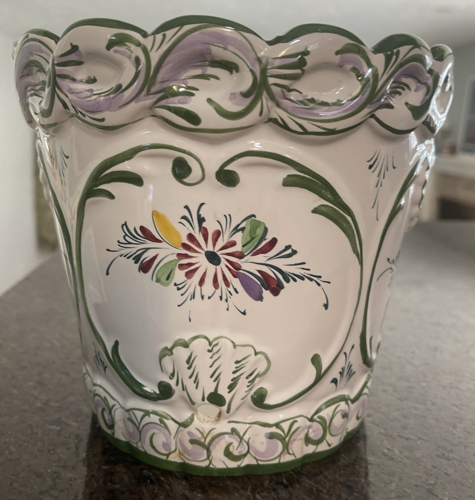 1970s Vintage Hand-Painted Ceramic Planter – Portugal Rare Stamp & No. by RC&CL