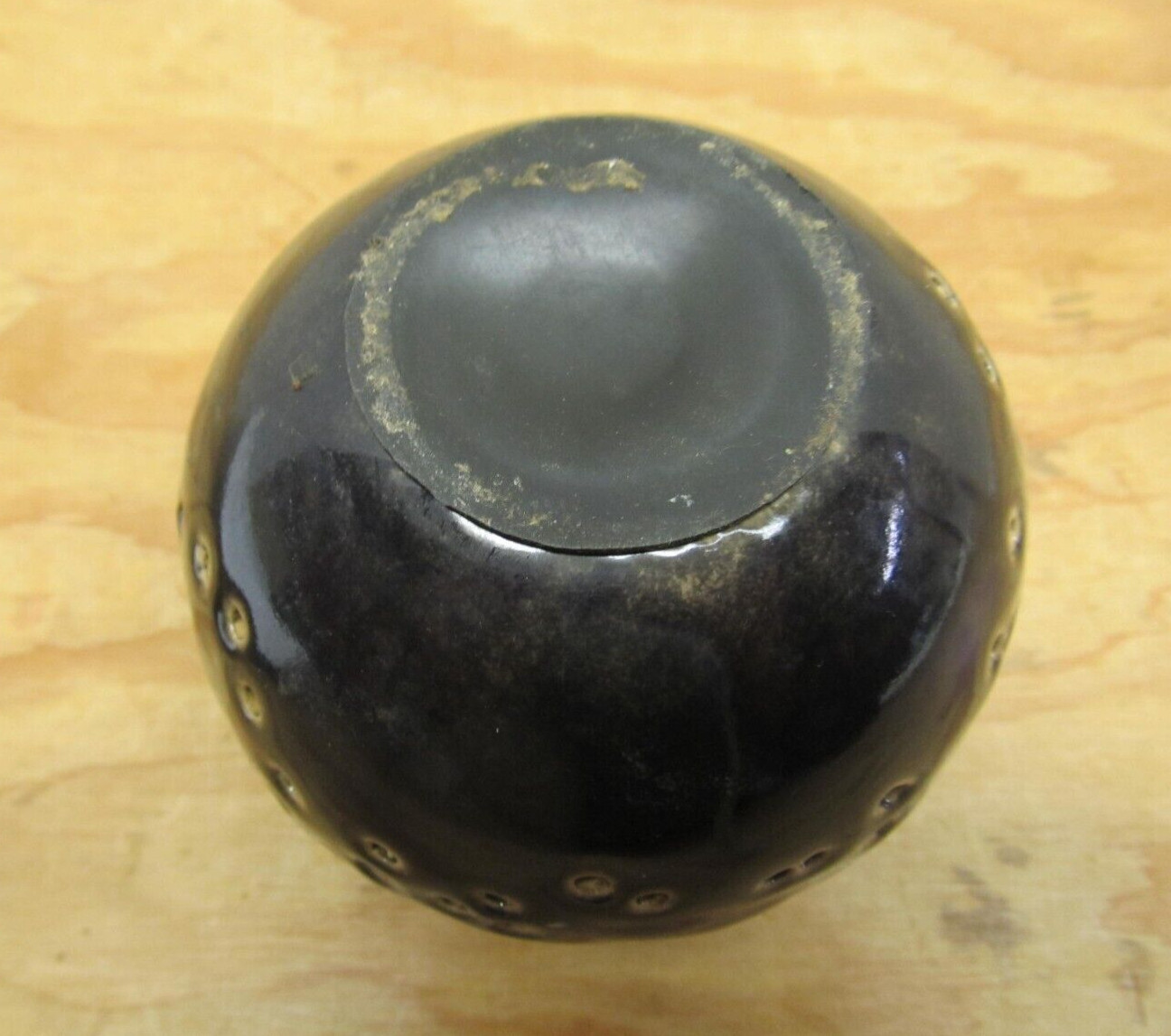Vintage Black Ball Ceramic Flower Frog Arranger – 3 3/4″ Diameter (751)