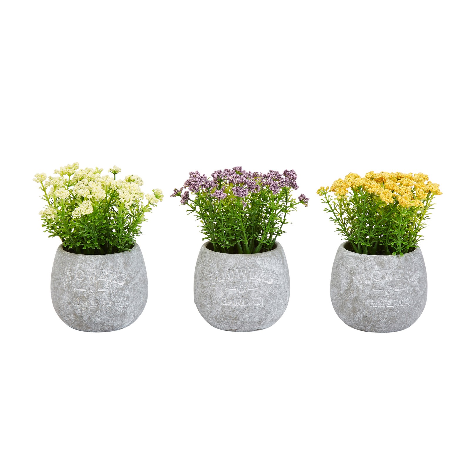 Faux Flowers-3-Piece Assorted Natural Lifelike Floral 6.25 In Tall Arrangements