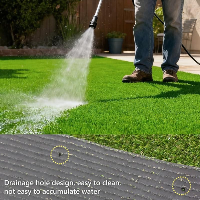 Boshuele 20mm Grass Height Realistic Artificial Turf with Drainage Holes, Reu…
