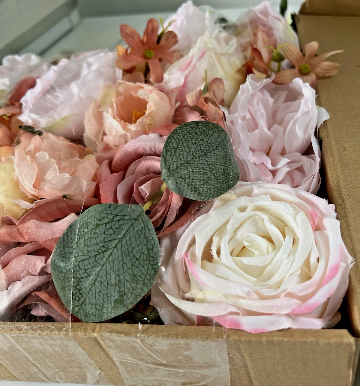 Peonies Artificial Flowers Pink Silk Roses Blush Pink, Peach, Cream 8″ Stems