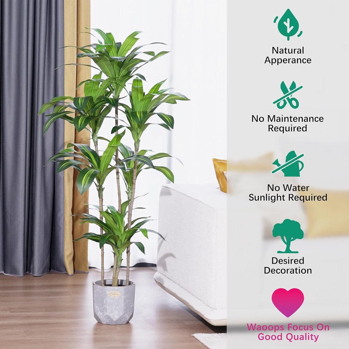 Artificial Dracaena Plant with Plant Pot Outdoor Fake Plants