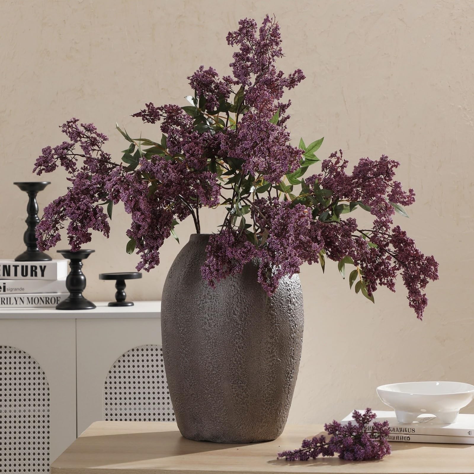 43″ Faux Stems for Vase, Purple Branches for Vase Realistic Artificial Flower…