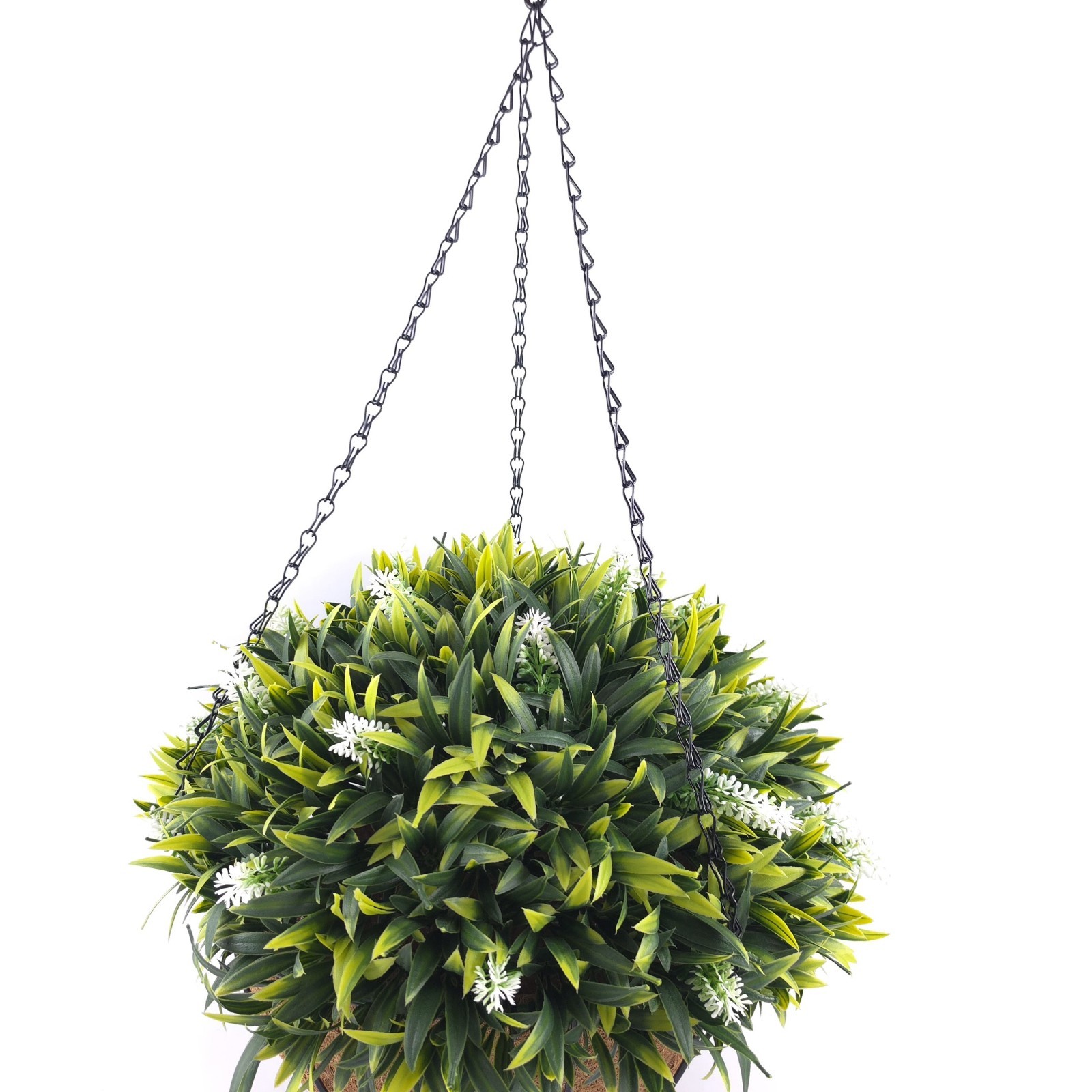 Wicker Park 17″ Faux White Lavender Floral Indoor/Outdoor Spring Hanging Basket