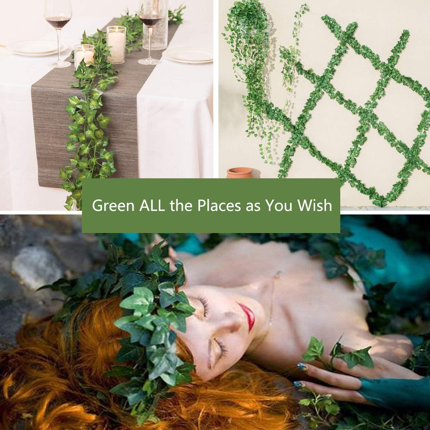 Artificial Ivy Garland 168 FT 24 Pack Faux Green Vine for Home Wedding Decor