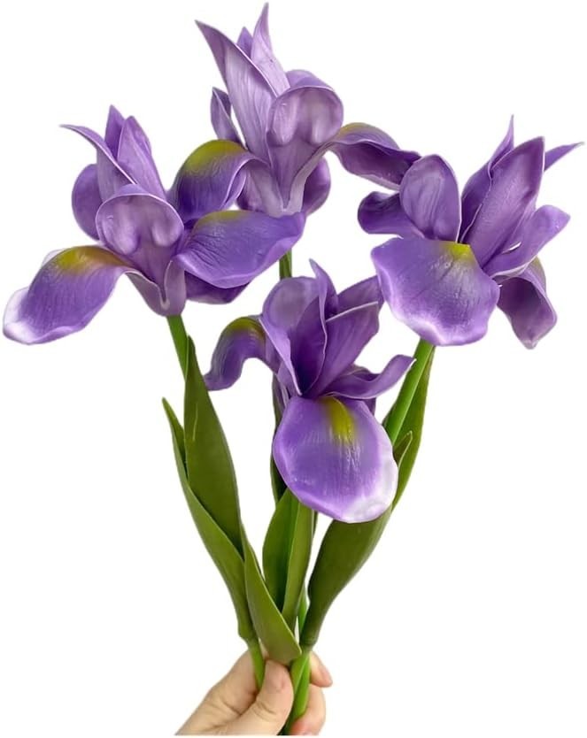 4pc Artificial Iris Flower Silk Flower,Flower Bouquet,Long Stem 18″ Fake Irel…