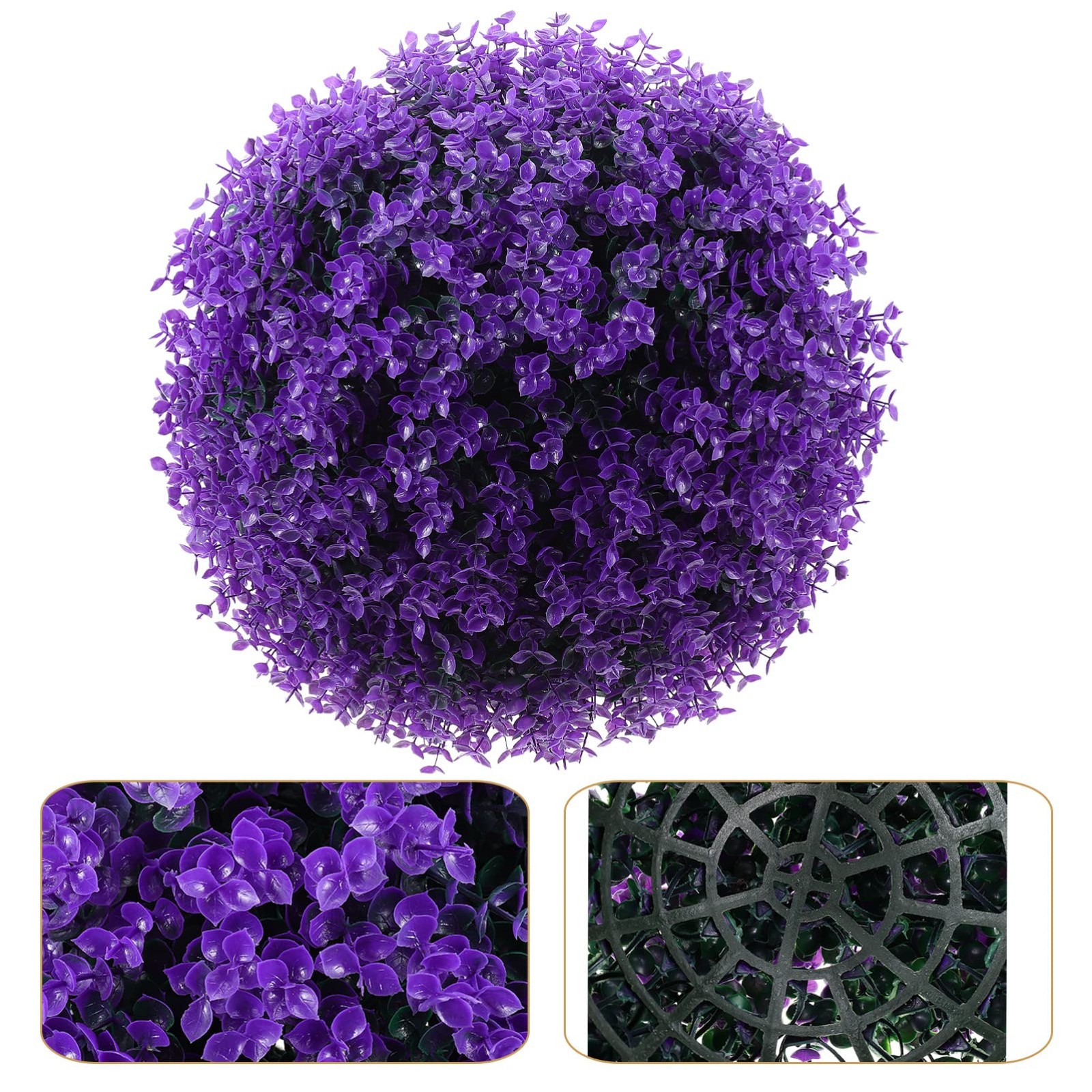 Artificial Topiary Ball, 13.77” Faux Purple Eucalyptus Plant Sphere, Uv Resi…