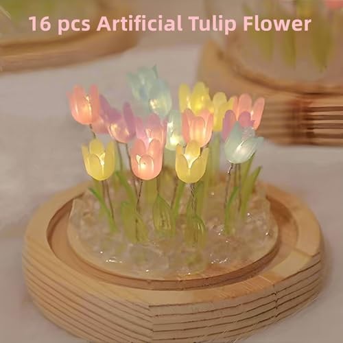 Valentines Day Gifts for Wife Her,Tulip Night Light Cordless Small Multicolor