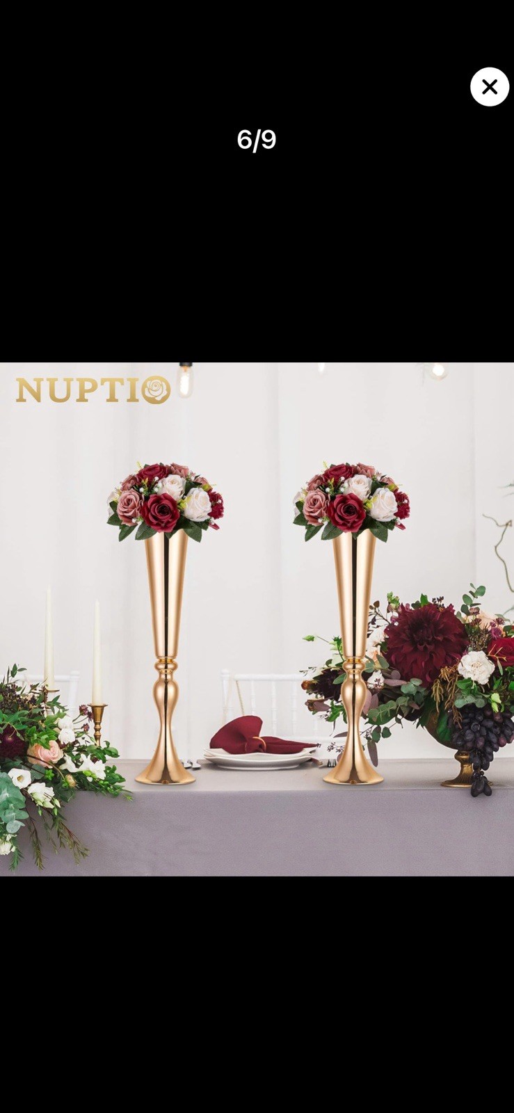 Nuptio Artificial Flower CenterPieces For Tables 10 Piece Burgundy & Dusty Rose