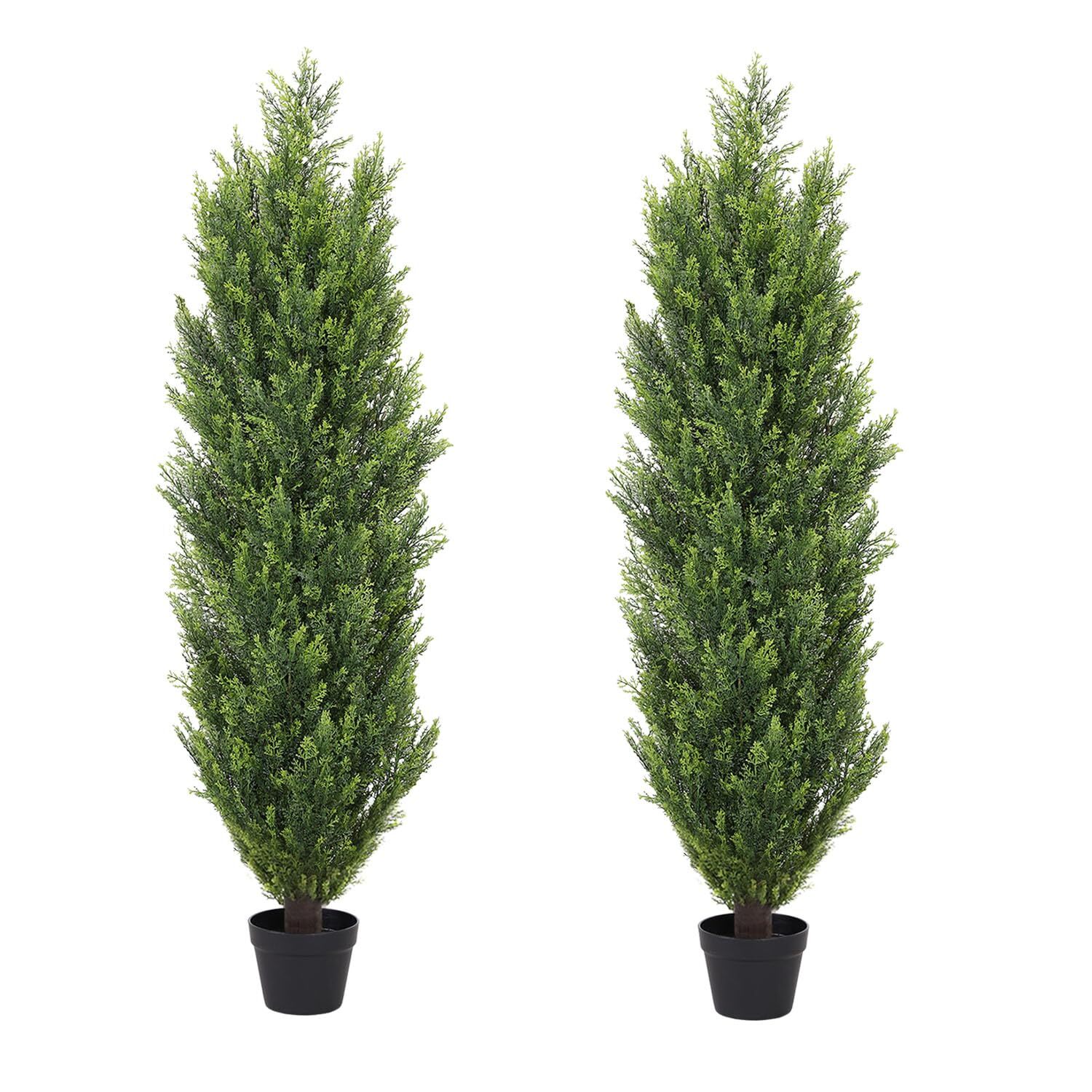 THE BLOOM TIMES 4ft Cedar Topiary Trees – Artificial Outdoor Fake Potted Plants,