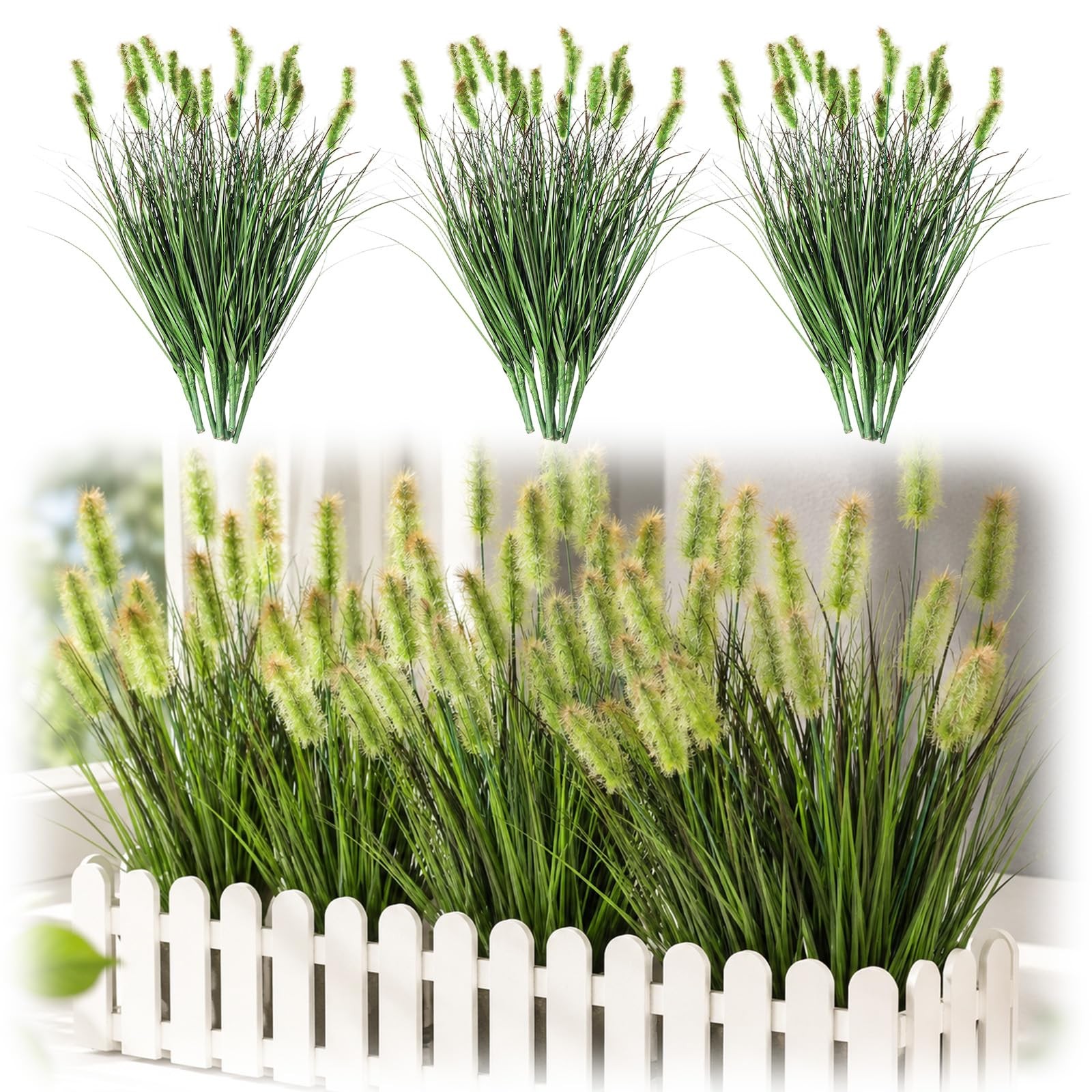 10 Pcs Artificial Onion Grasses, 35cm Fake Grass Faux Greenery Wheat Sea Gras…