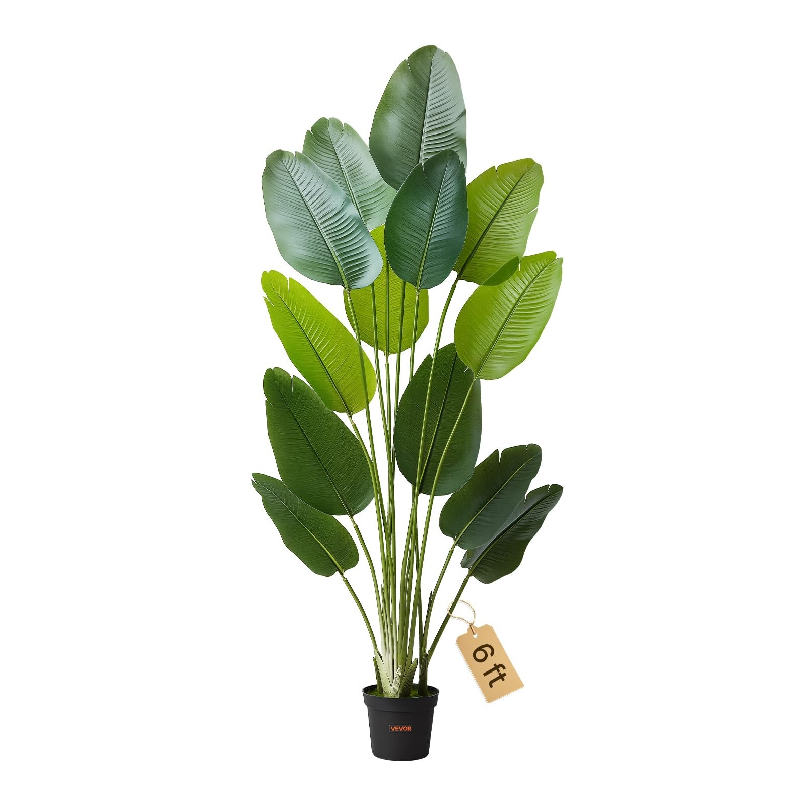 6ft Artificial Bird of Paradise Tree – Faux Tropical Plant with 13 Trunks, White