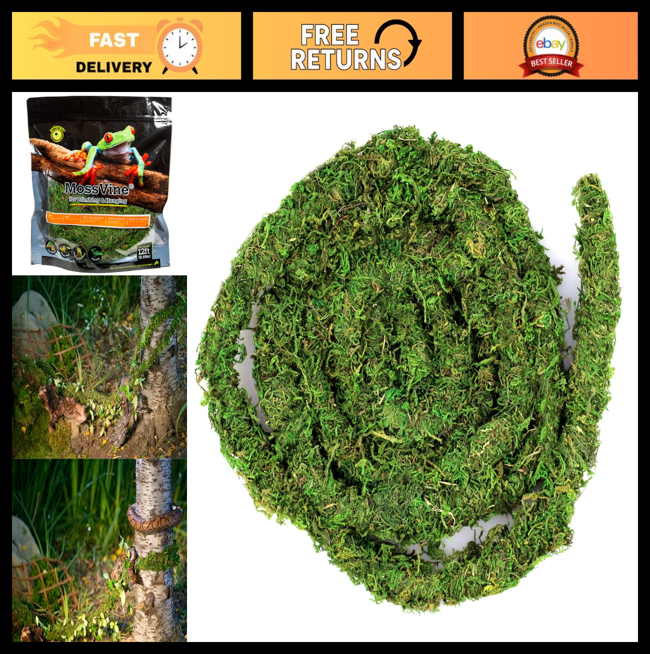 Real Moss Vine 12FT – Natural Green Decorative Plant, Perfect for Aquariums & Cr