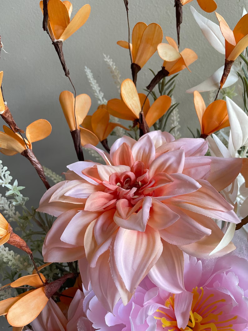 Chic Pink Orange Centerpiece Home Decor Living Dining Room Bedroom Accent
