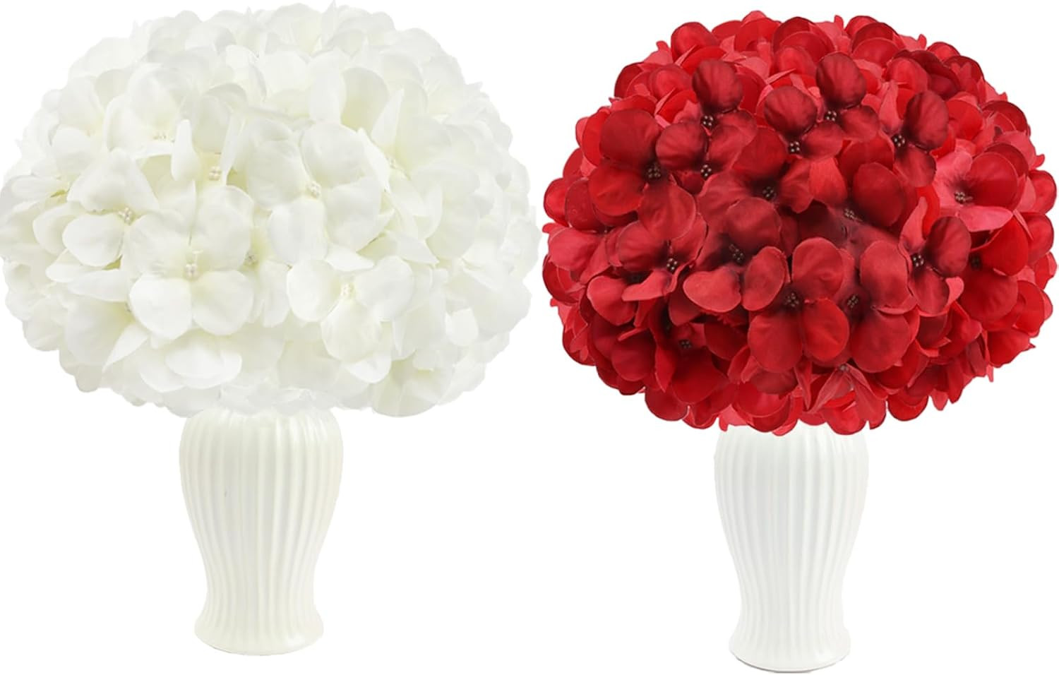 104 PCS Silk Hydrangea Flower Heads with Stems for DIY Decor