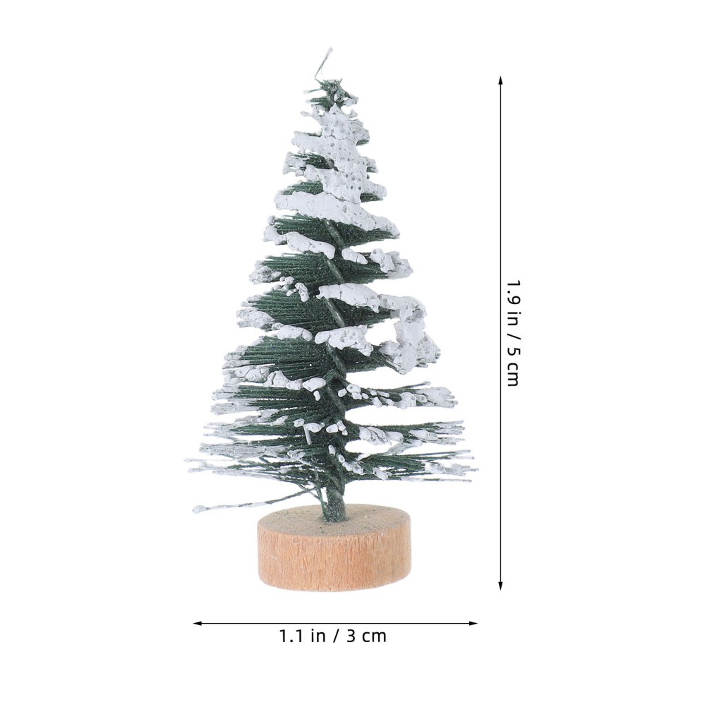 10 Pcs Mini Christmas Tree Ornaments 5 Cm Snow Covered Pine for Xmas Party Decor