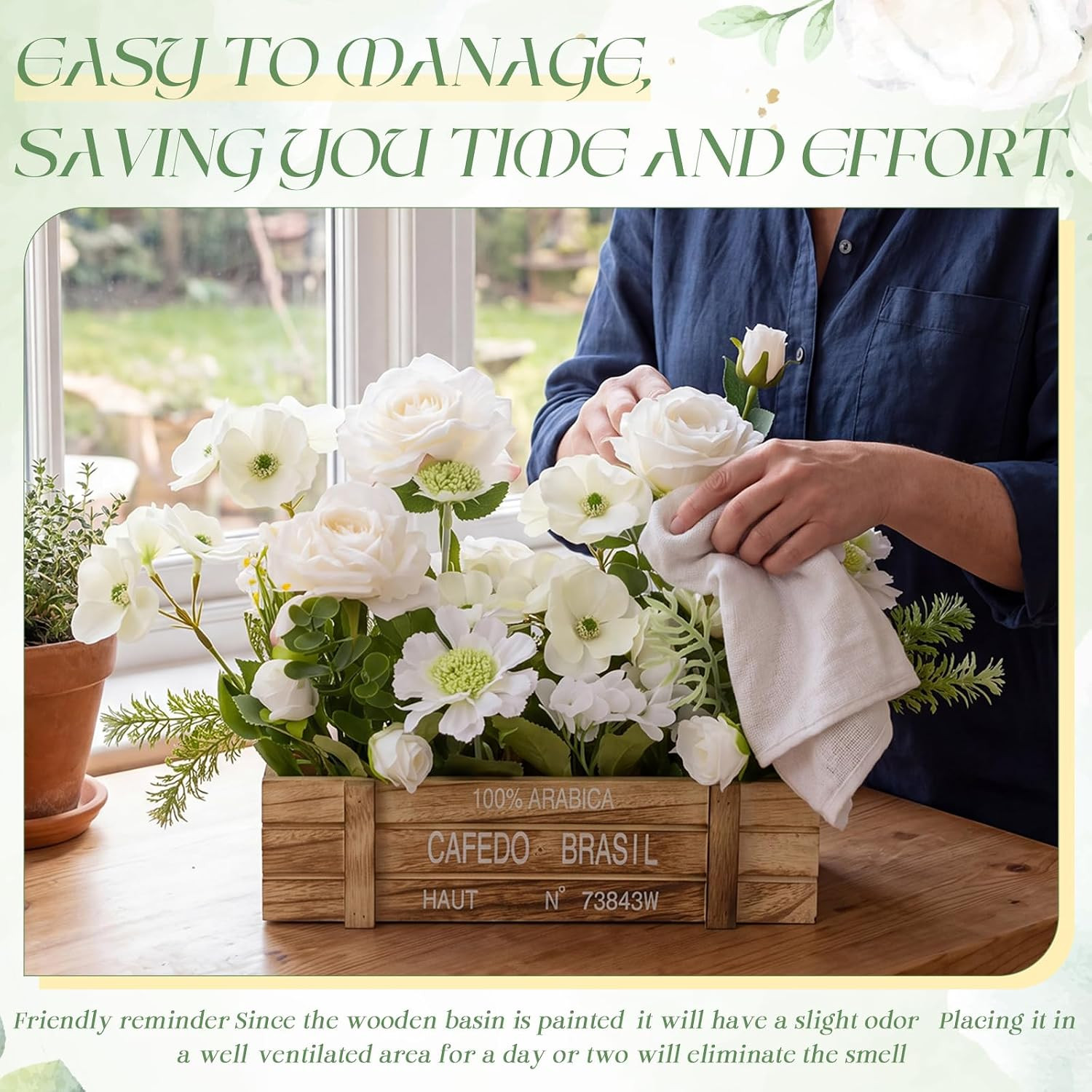 Rustic Floral Centerpiece with Artificial Flowers for Table Decor