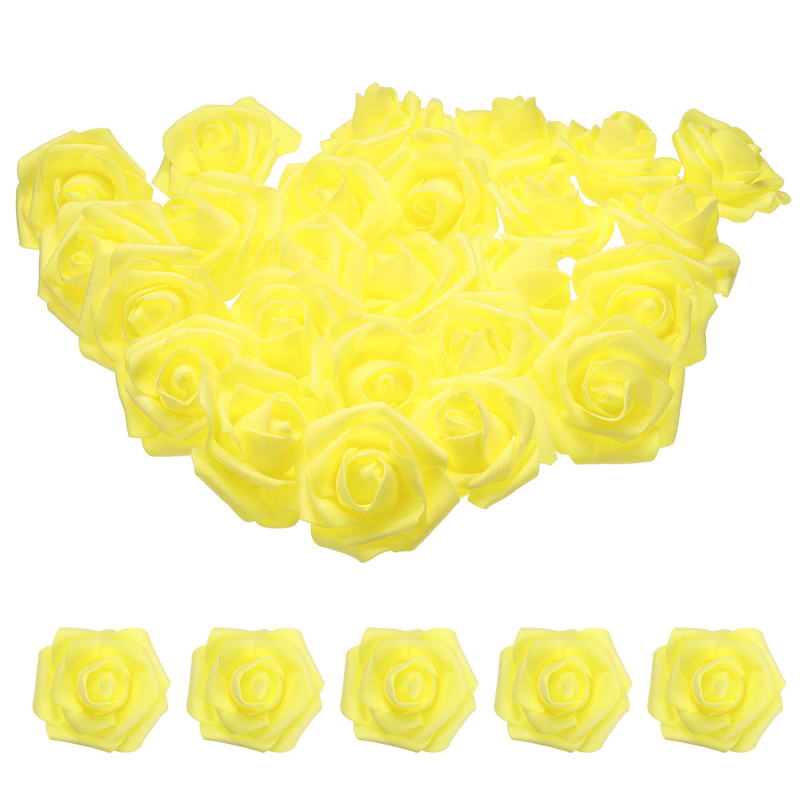 100pcs Foam Rose Heads 67 Cm for DIY Crafts Accessories Yellow