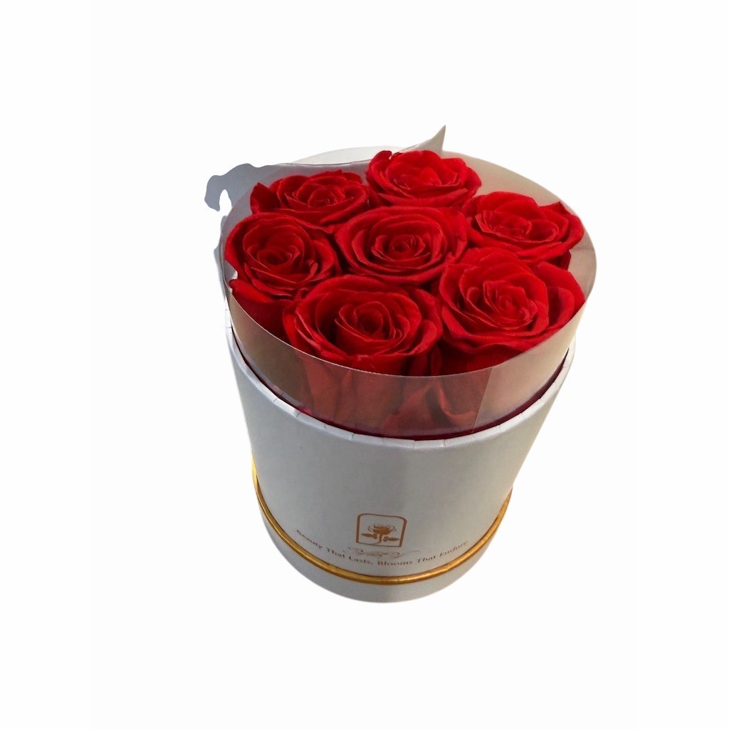 NEW REALRed Rose Arrangement in White Round Hat Box Romantic All Occasions Decor
