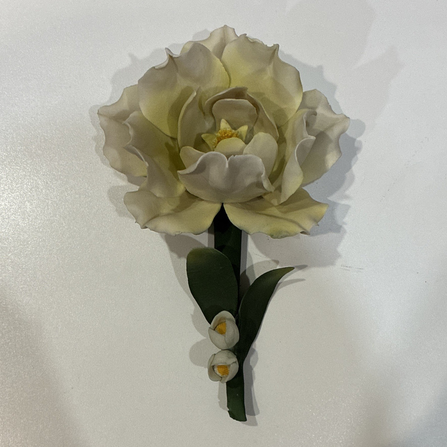 C.E.S.A.R. Capodimonte by Sarrastano Porcelain Artificial White Flower Stem RARE