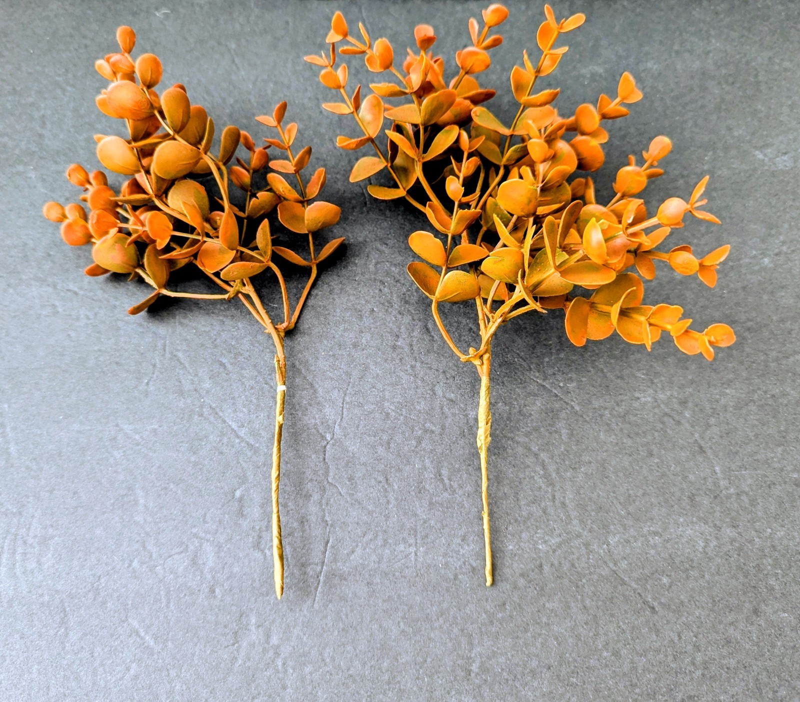 NEW Small Dark Am Bud Vase w/ Brown Eucalyptus Stems Fall Decor 5.5″ x 2.5″