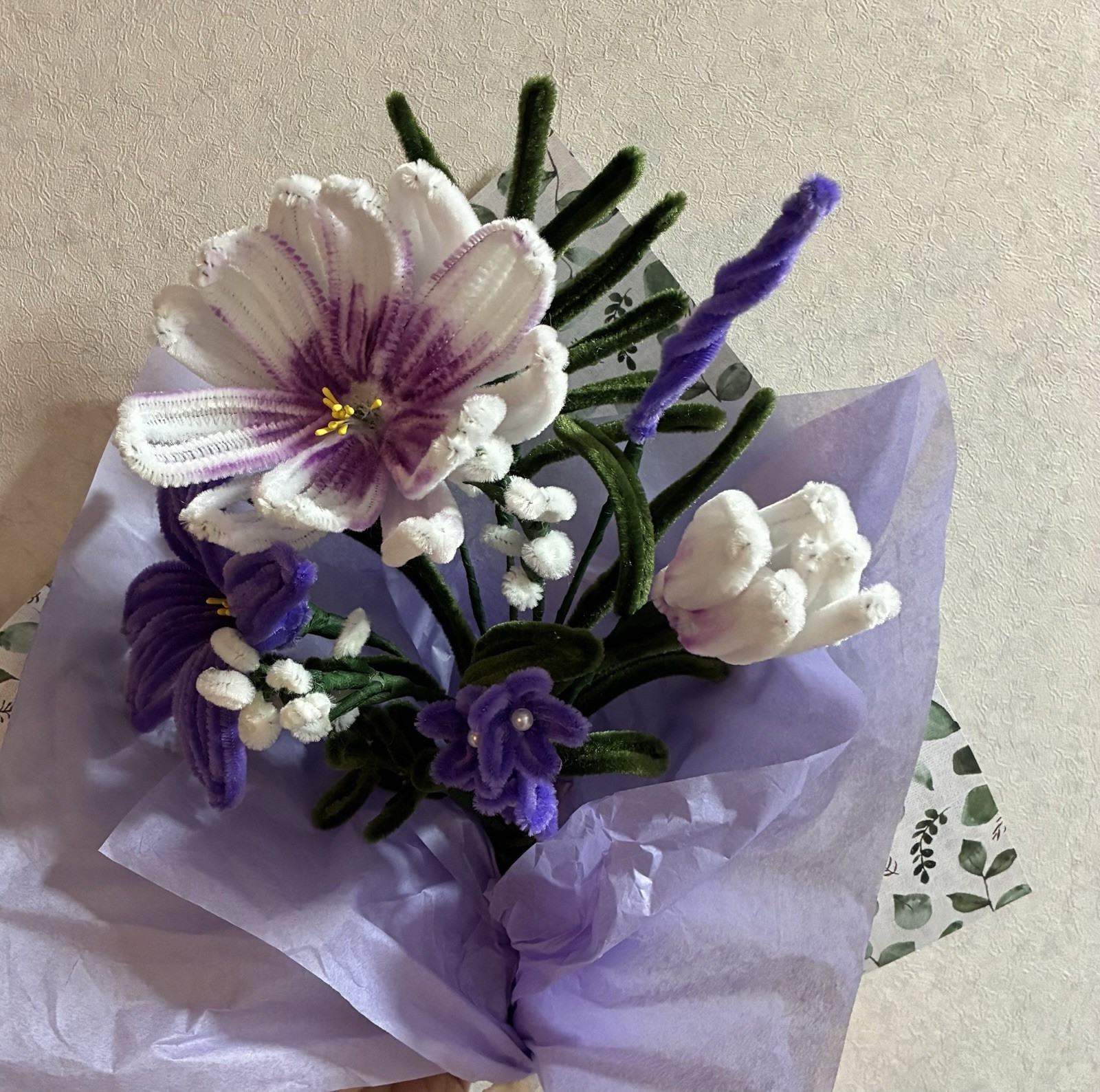 Handmade Pipe Cleaner Flower Bouquet Birthday Anniversary Just Because Gift