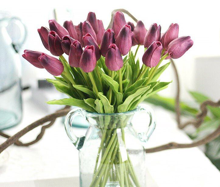 High Quality Artificial Flowers Real Touch Tulip Home Wedding Blossom Mini Tulip