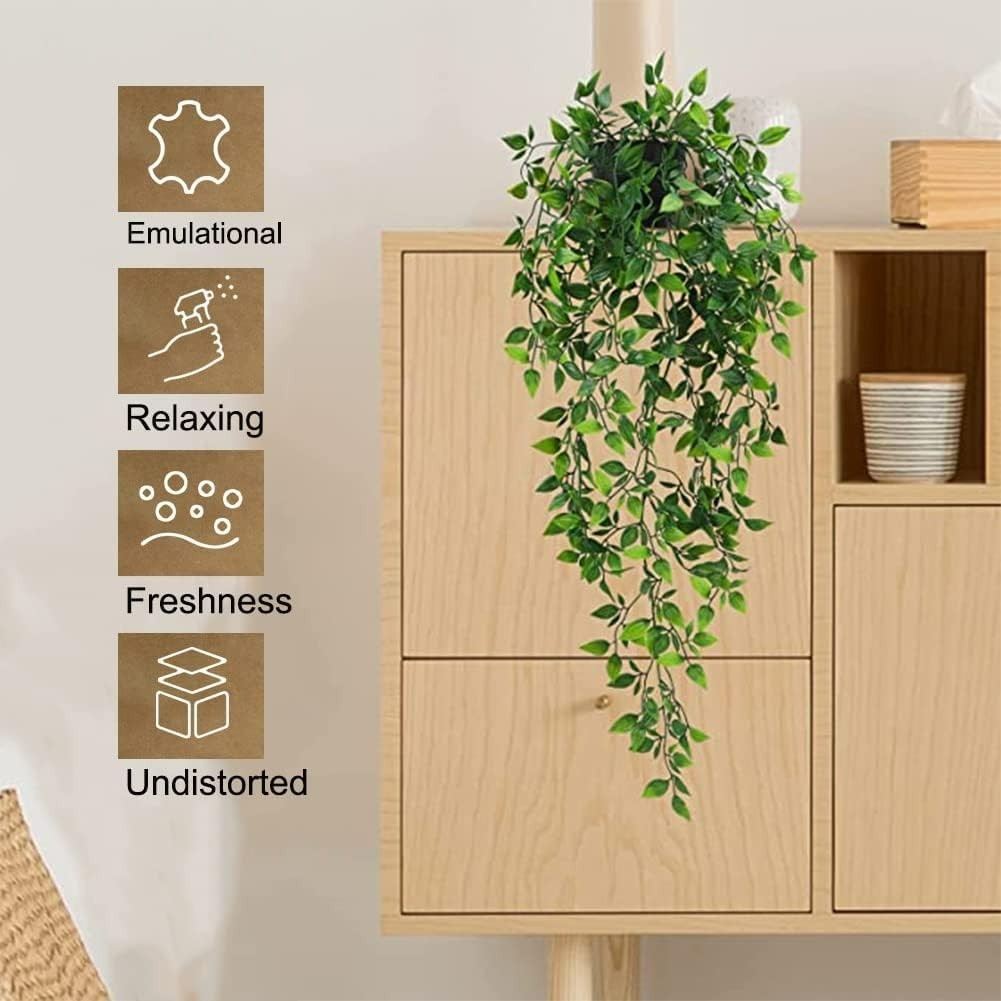 85cm Faux Ivy Hanging Plants in Pots – No Maintenance Greenery for Home & Office