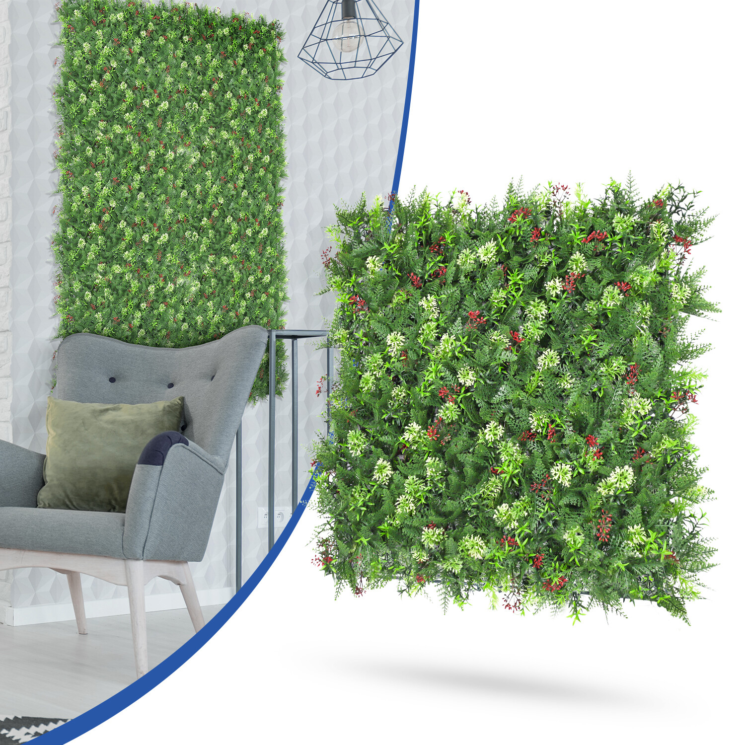 20″ Artificial Faux 3D Mix Leaves Wall Panel Fence Screen Home Outdoor Decor #16