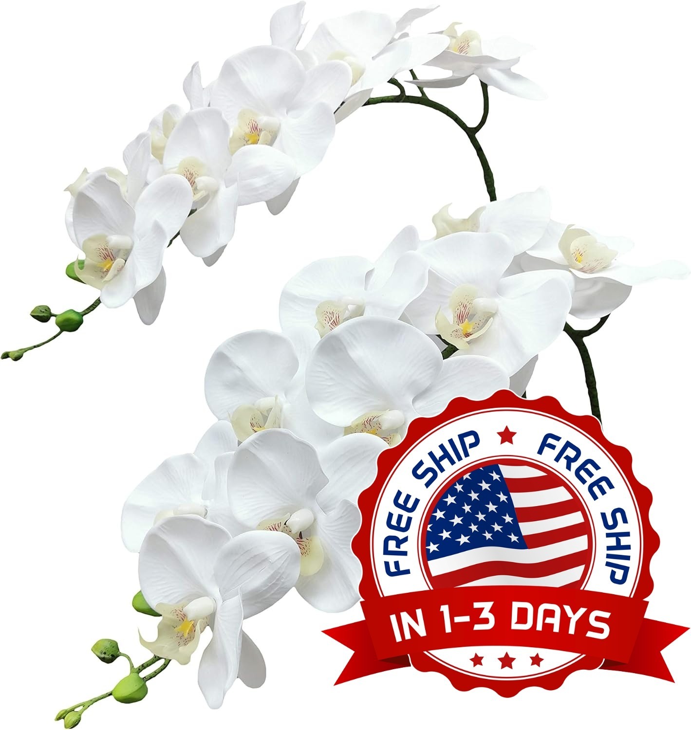 Orquídeas Artificiales De Polyurethane De 38 Pulgadas Con Tallos Falsos NEW US.